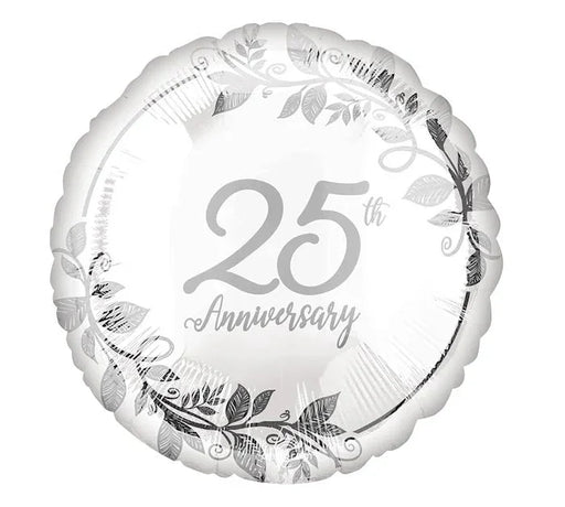 25th Anniversary Silver Leaves Mylar Balloon 17" | 1ct - Zurchers