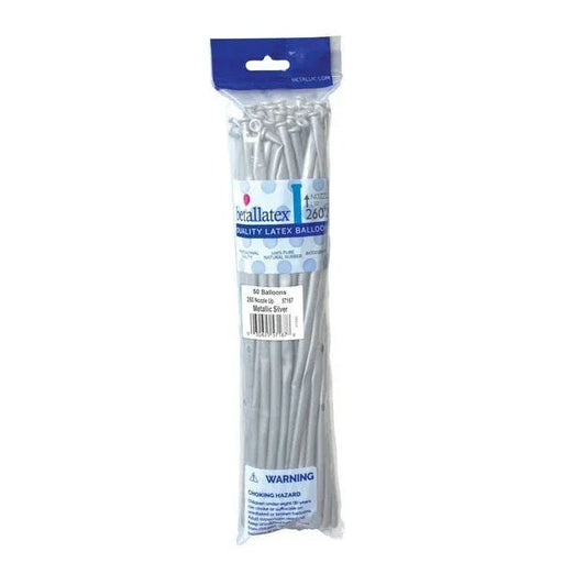 260 Sempertex Latex Balloon Pack, Metallic Silver | 50 ct - Zurchers