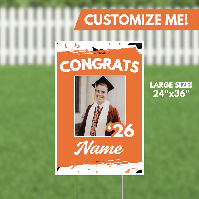 Grad In Color Congrats Custom Image & Name Yard Sign 24"x36" | 1ct
