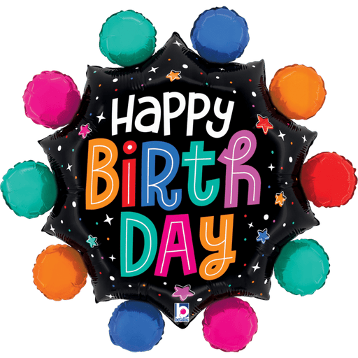 29in Colorful Circles Birthday Supershape Balloon | 1ct