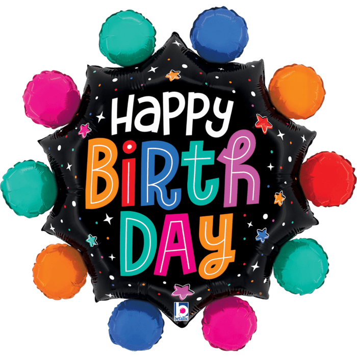 29in Super Shape Colorful Circles Birthday Balloon | 1ct - Party Supplies