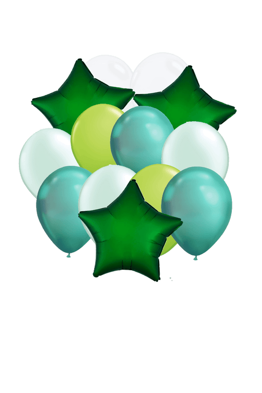 3 Satin Emerald Star Balloon Bouquet | 13 pcs - Zurchers