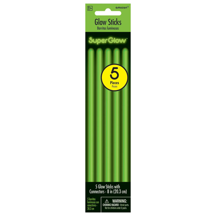Green Glow Sticks 8" | 5ct