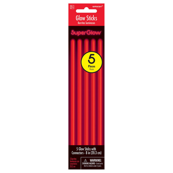 Red Glow Sticks 8" | 5ct