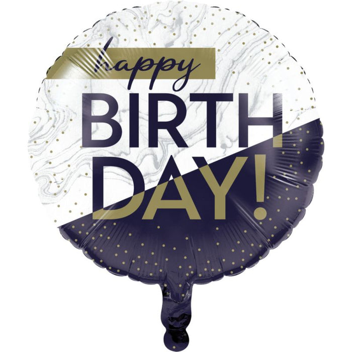 Happy Birthday Navy & Gold Milestone Mylar Balloon 18" | 1ct