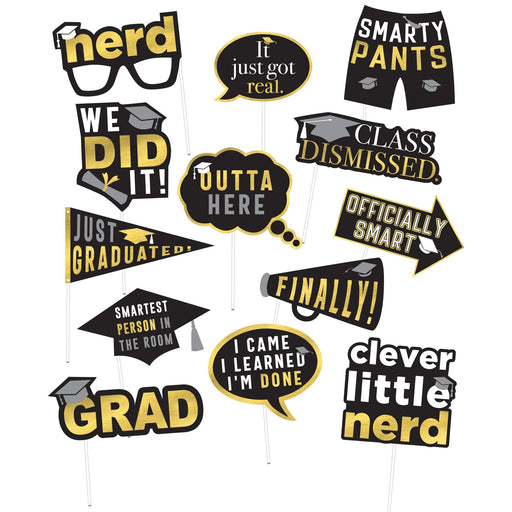 Hot-Stamped Graduation Photo Props - Black, Silver, Gold