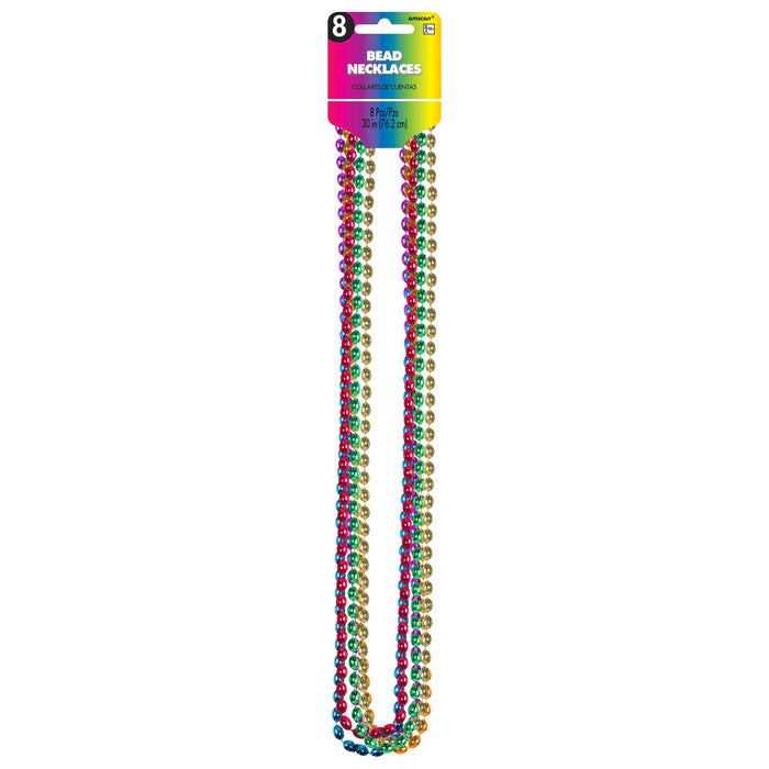 MultiColor Metallic Bead Necklaces | 8pcs