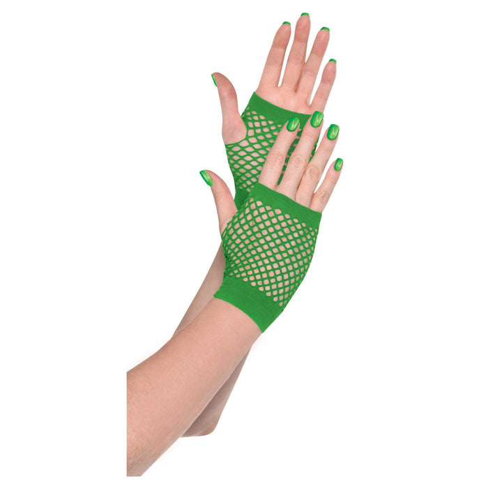 Green Short Fishnet Gloves | 1pr
