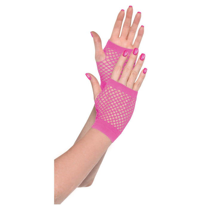 Pink Short Fishnet Gloves | 1pr