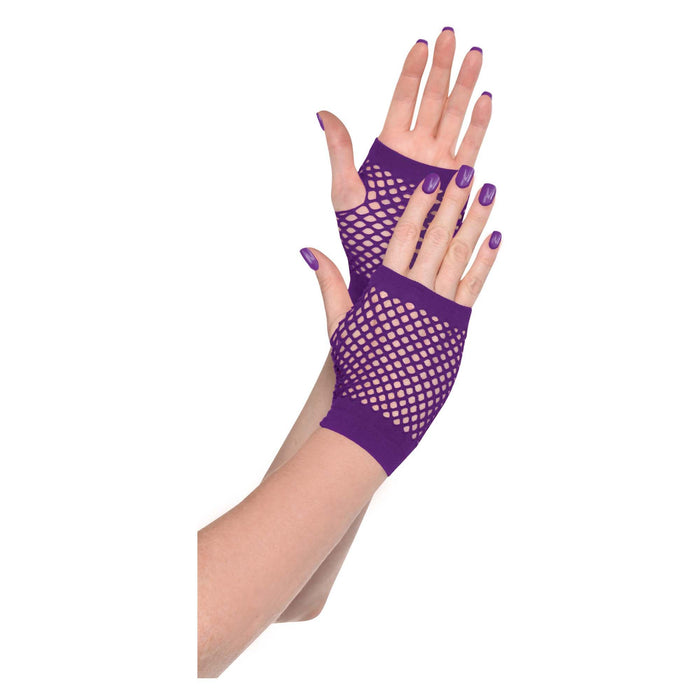 Purple Short Fishnet Gloves | 1pr