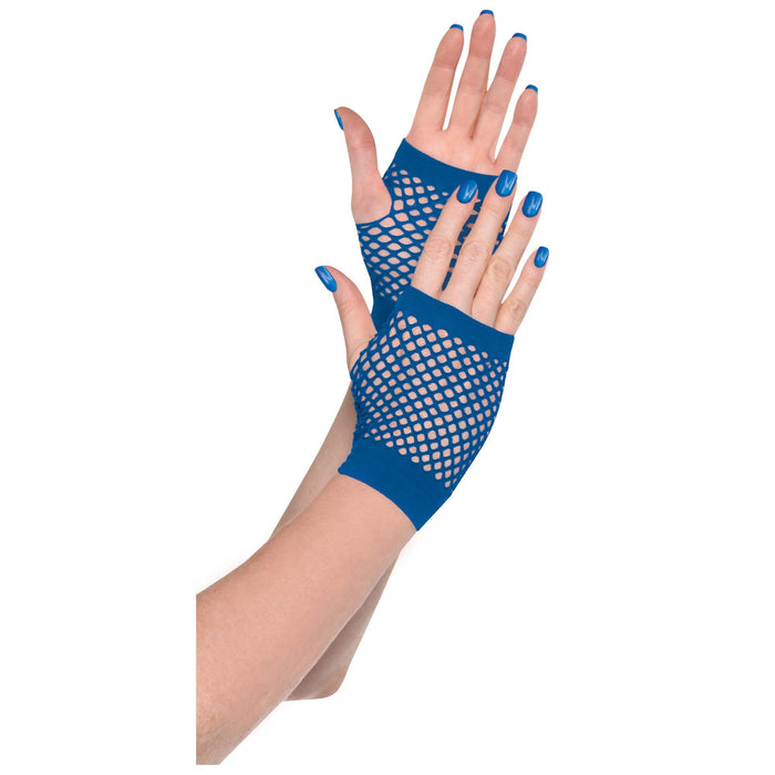 Blue Fishnet Gloves Short | 1 pr
