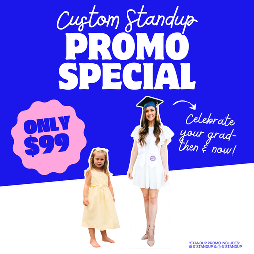 Then and Now Custom Standup Cutouts 6' & 3' | 2ct