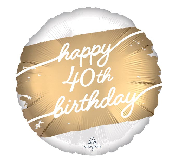 Happy 40th Birthday Golden Mylar Balloon 17"  | 1ct.