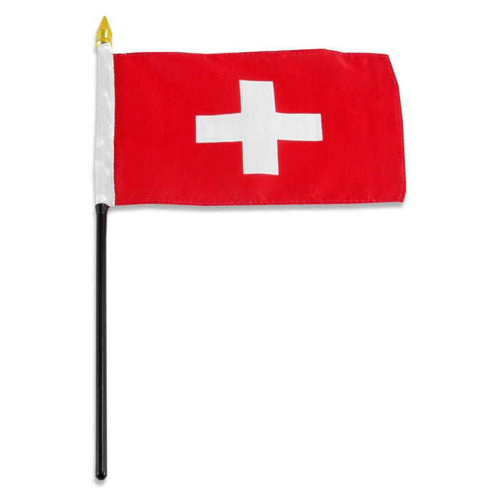 Switzerland Flag with Stick | 4" x 6" - Zurchers