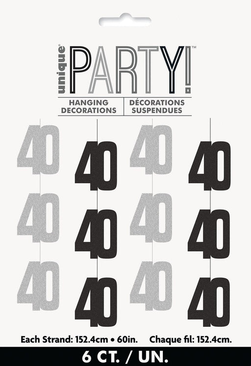 40th Birthday Hanging Decoration | 6ct