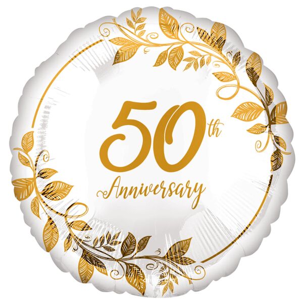 50th Anniversary Gold Leaves Mylar Balloon 17" | 1ct