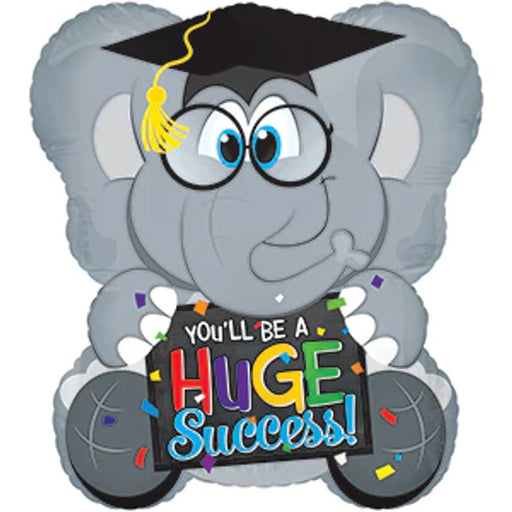A 26-Inch Graduation Success Grad Elephant SuperShape Mylar Balloon.