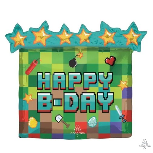 Pixel Party Birthday Supershape Balloon 25" | 1ct