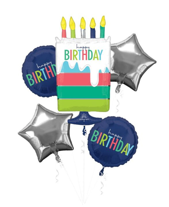 Happy Birthday Modern Balloon Bouquet | 5pc