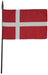 Denmark Flag with Stick | 4" x 6" - Zurchers