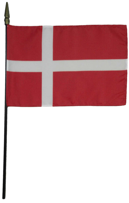 Denmark Flag with Stick | 4" x 6" - Zurchers