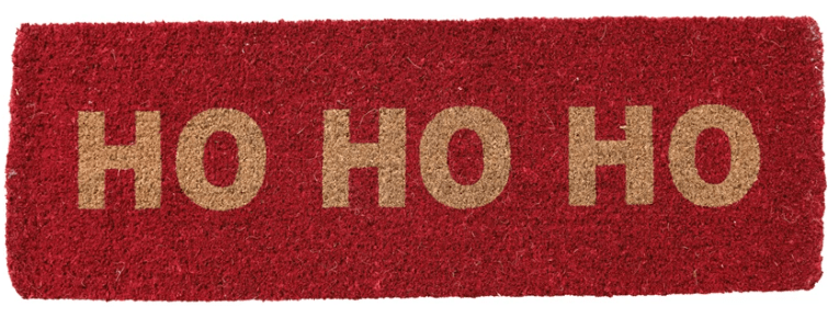 47"L x 16"W Natural Coir Double Doormat "HO HO HO", Red | 1ct - Zurchers