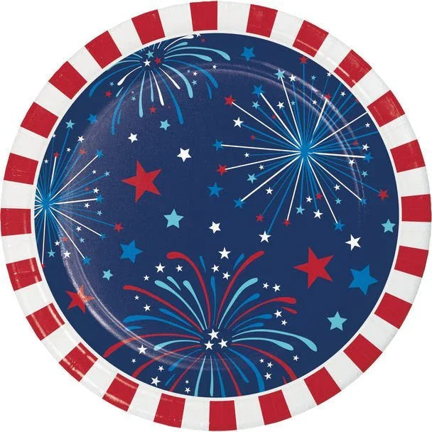 4th Of July Freedom Fireworks Dessert Plates 7" | 8ct - Zurchers