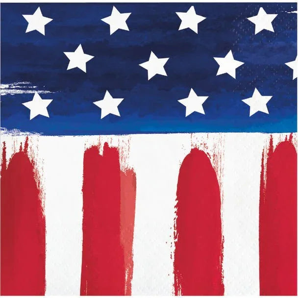 4th Of July Painterly Patriotic Beverage Napkins | 16ct - Zurchers