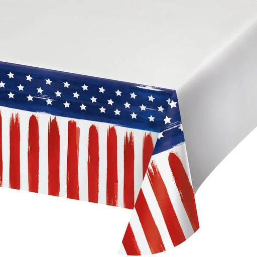 4th Of July Painterly Patriotic Paper Tablecover 54" x 102" | 1ct - Zurchers