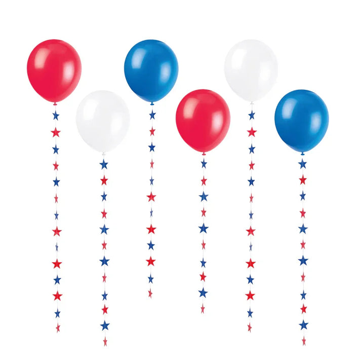 4th Of July Patriotic Latex Balloons and Balloon Tails | 12pcs - Zurchers
