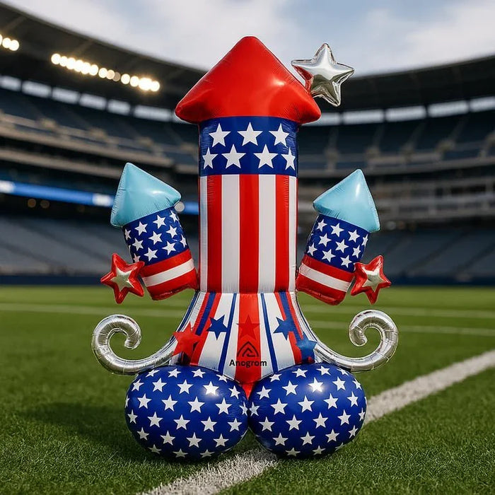 4th Of July Rockets Bursting in Air Airloonz Foil Balloon Uninflated 38" | 1 ct - Zurchers