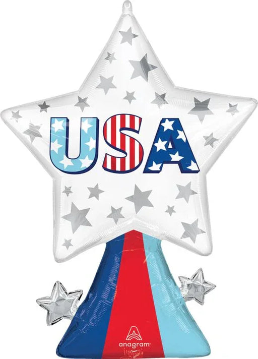 4th Of July USA Star Bursts SuperShape Mylar Balloon 32" | 1 ct - Zurchers