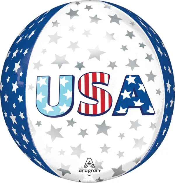 4th Of July USA Stars Burst Orbz Balloon | 1ct - Zurchers