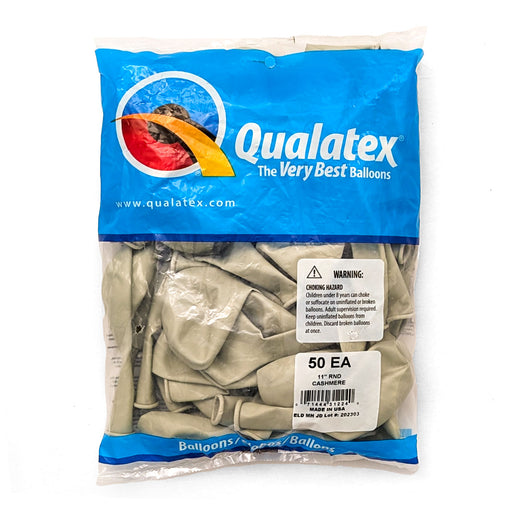 A 50 Count bag of Cashmere, Qualatex 11" Latex Balloons.