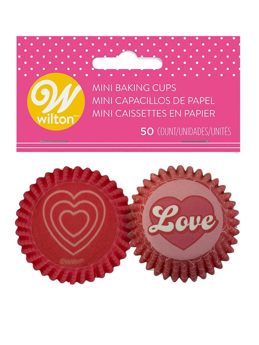 Valentine's Love Hearts Mini Baking Cups Liners | 50 Ct