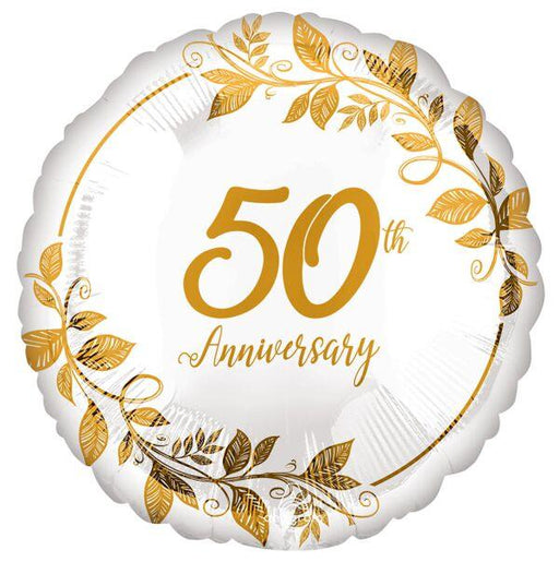 50th Anniversary Gold Leaves Mylar Balloon 17" | 1ct - Zurchers
