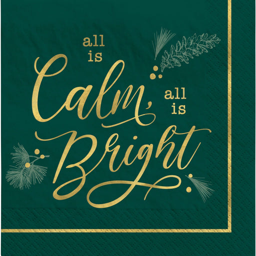 Our Christmas All Is Calm All Is Bright Lunch Napkins are the perfect addition to any holiday gathering. These 16-count napkins feature a beautiful green and gold design perfect for the season. With our festive design, your guests will feel the holiday joy.