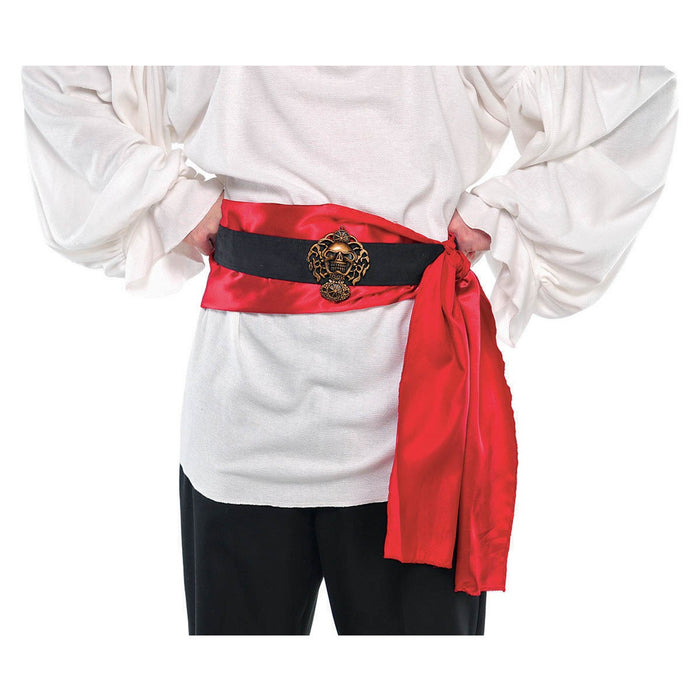 Yaaargh!!! Get your swashbuckling style on with this Pirate Belt, Buckle, and Red Satin Sash. Show off your pirate style anywhere you go! The perfect accessory for any pirate in search of adventure. Arrrrmatey, you won't want to miss it!