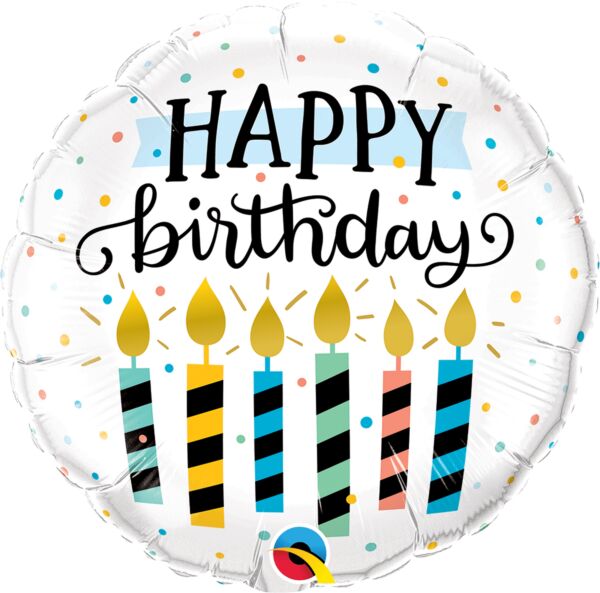Happy Birthday Candle Dots Mylar Balloon 18" | 1ct