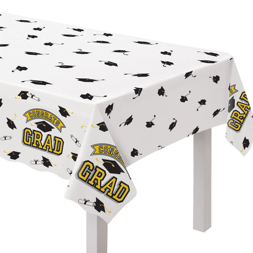 Graduation True To Your School Yellow Table Cover 54" x 102".