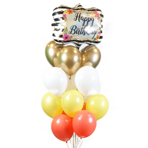 Floral Frame Happy Birthday Balloon Bouquet | 13 pcs - Zurchers