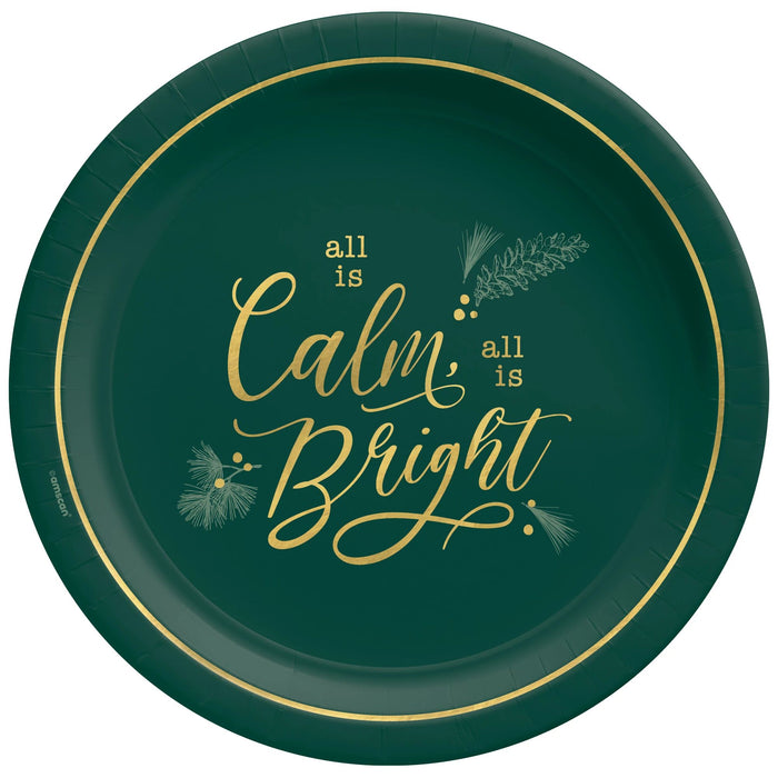 Christmas All Is Calm All Is Bright Paper Plates 10.5" | 8ct