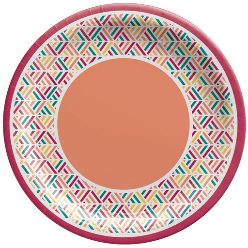 Boho Picnic Round Paper Plates, 10 1/2"