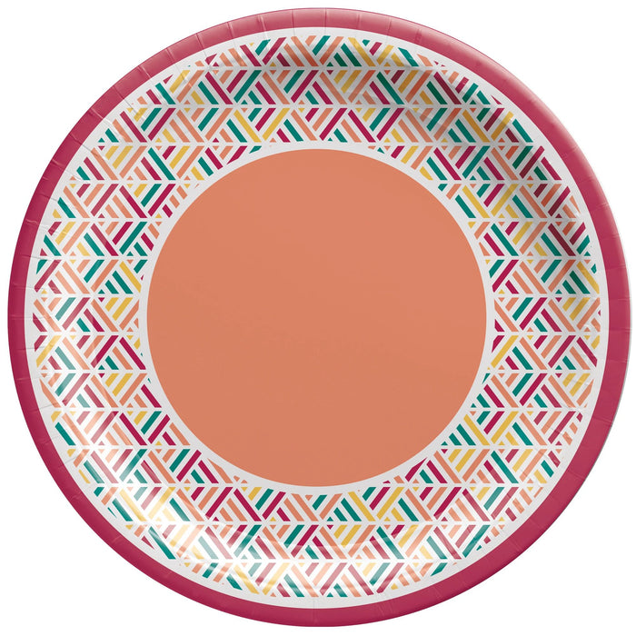 Boho Picnic Round Paper Plates, 10 1/2"