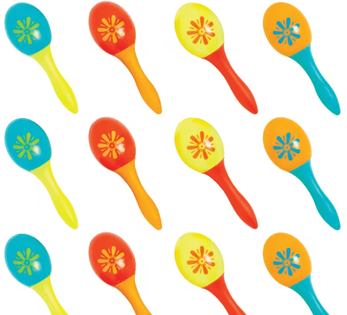 6" Bright Color Let's Fiesta Plastic Maracas | 12ct