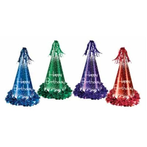 Fringed Foil Happy Birthday Party Hats 13" - Zurchers