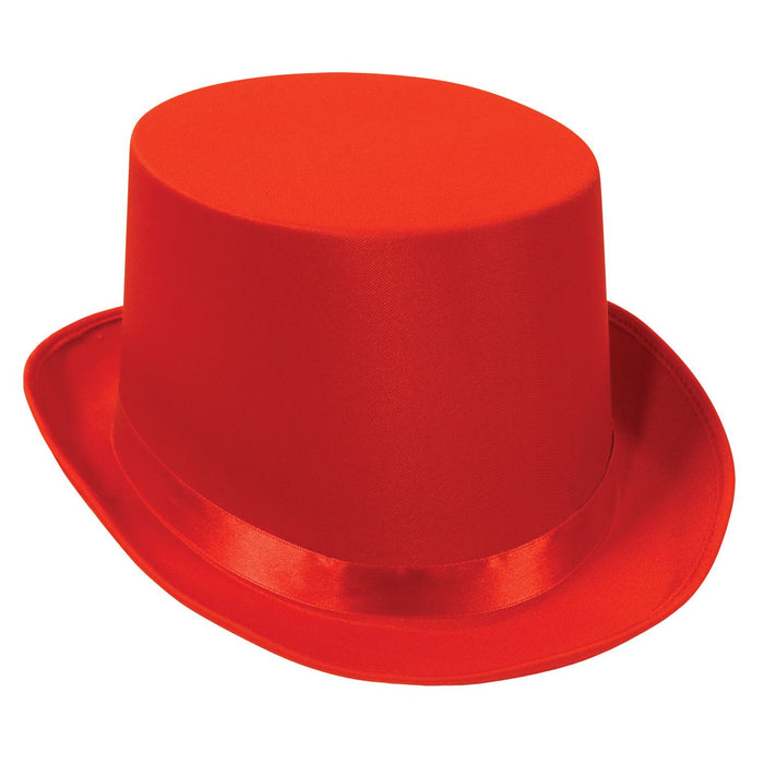 Red Satin Sleek Top Hat | 1ct