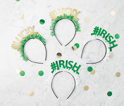 Celebrate St. Patrick's Day in style with our #Lucky & #Irish headbands! Each pack comes with 4 fun and festive headbands, perfect for adding some extra luck to your outfit. Show off your Irish spirit with these colorful and playful accessories.