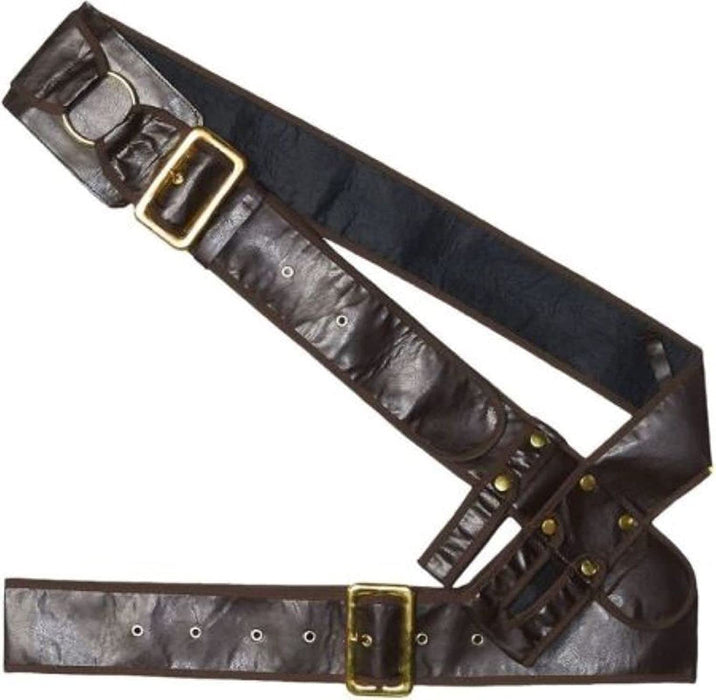 Ahoy, mateys! Outfit your pirate ensemble with this double set of bandolier belts for an extra swashbuckling touch! Perfect for your next loot-filled journey, these two accessories come with metal eyelets and belt buckles, sure to be the envy of every buccaneer. Arrgh! 