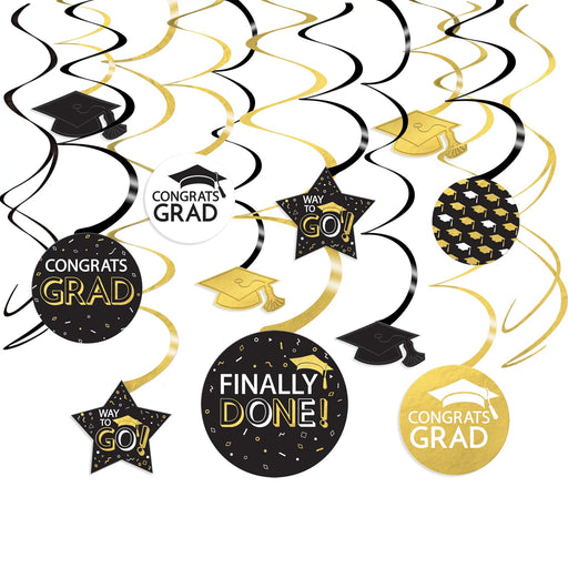 A 14 Count Package Of Graduation Mega Value Pack Swirl Decorations.